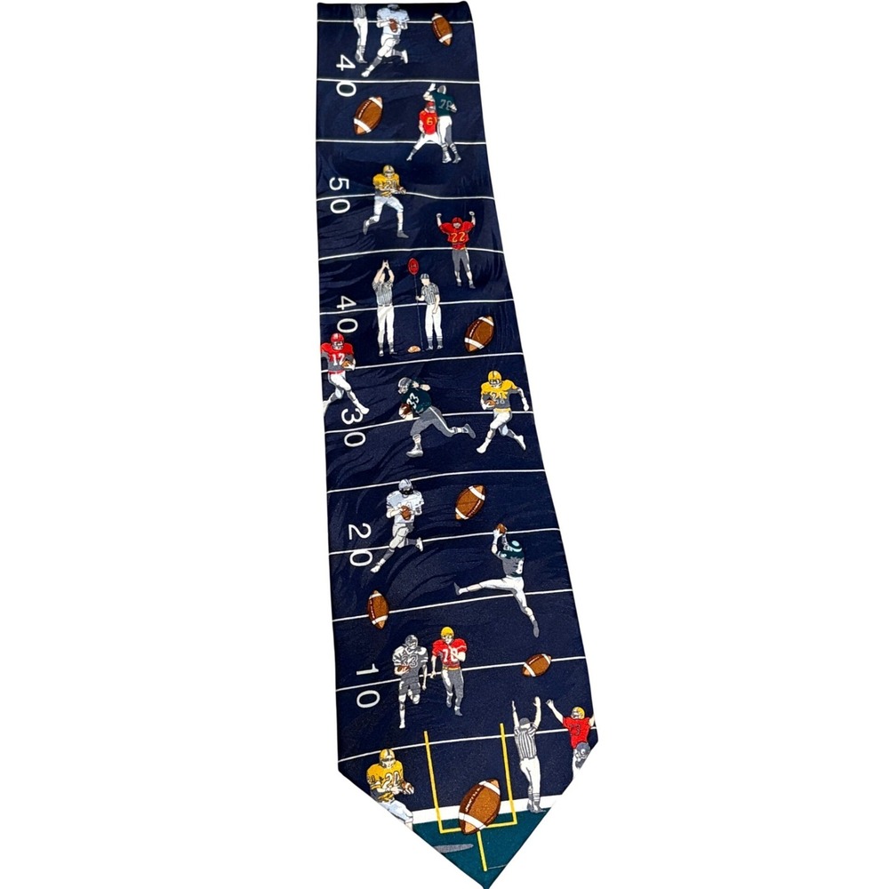 Museum Artifacts 100% Silk Novelty Football Necktie, NFL Game Day Athletic, NWT